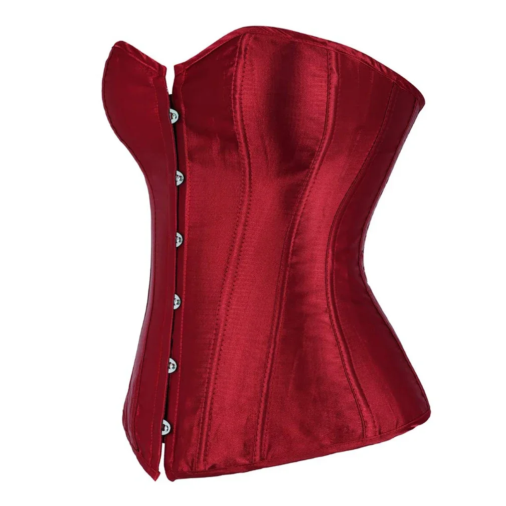 Corsetto da donna in raso sexy taglie forti Bustier gotico con lacci Disossato Gorset Top Shapewear Classico Clubwear Party Club Night Corsetto