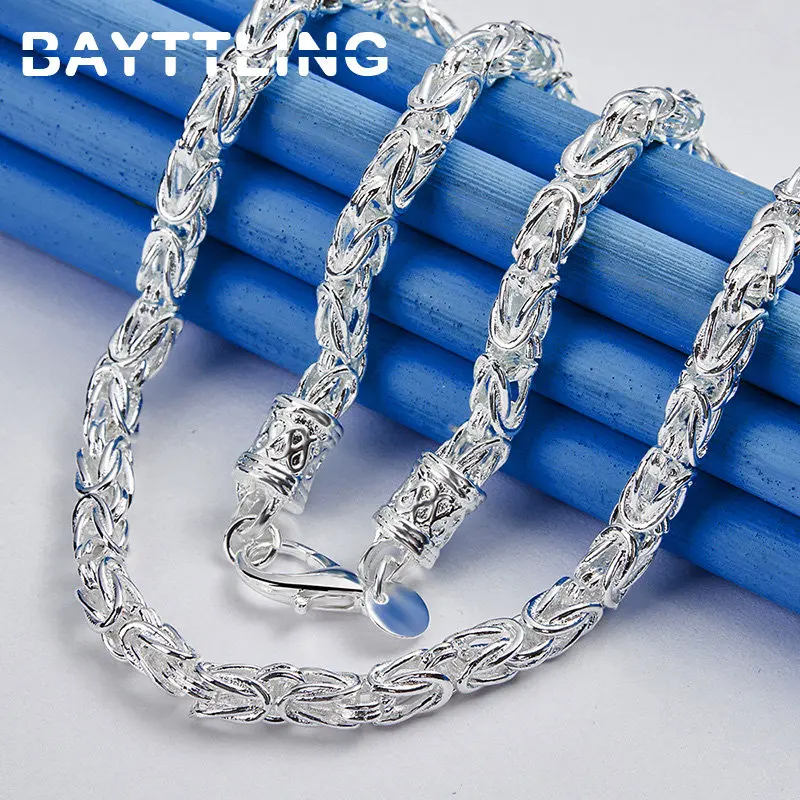 

Men's 925 Sterling Silver 20 Inches Fine Tap Chain Hip Hop Necklace For Women Fashion Charm Engagement Party Jewelry