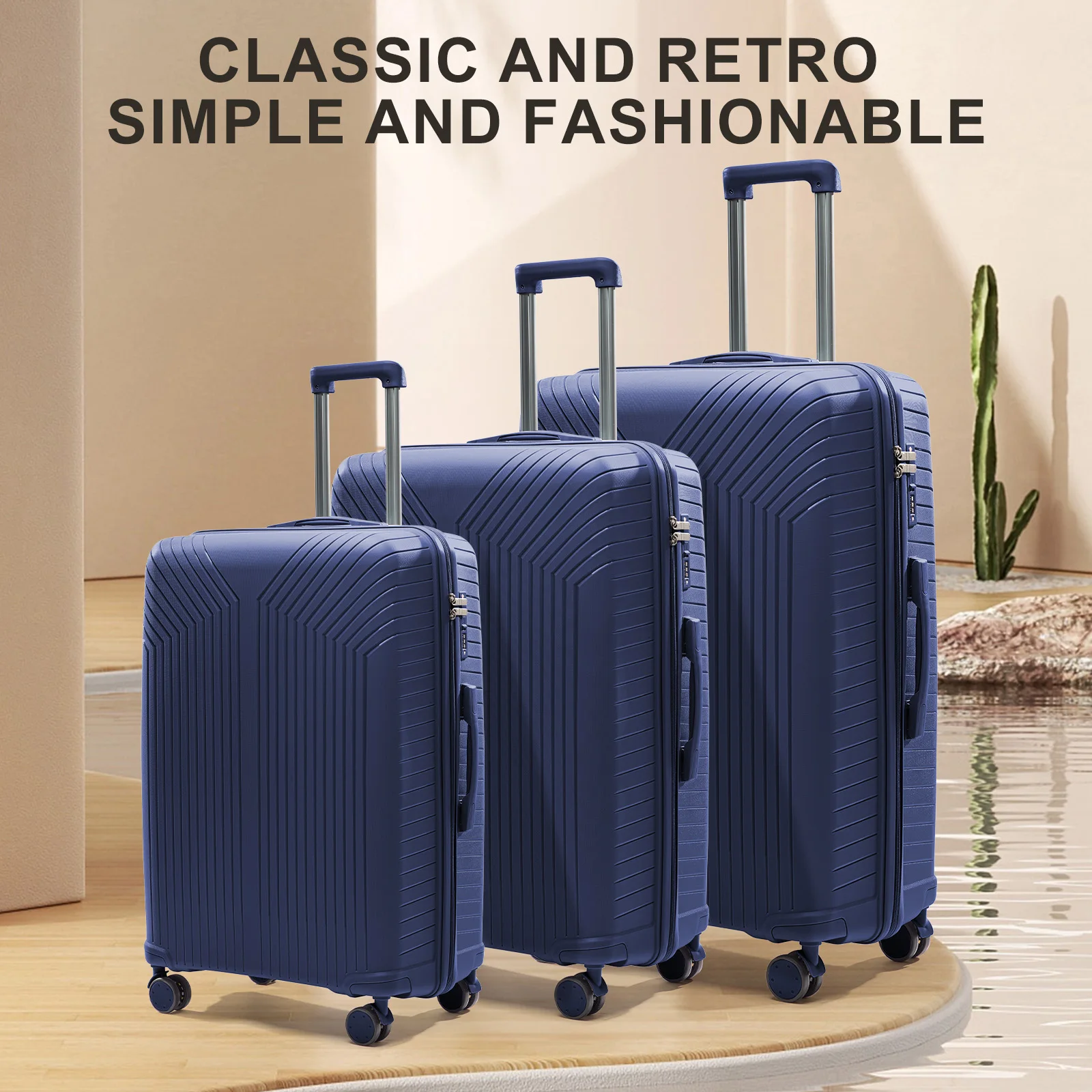 3PC Luggage with Lock, 4 Rolling Spinner Wheels, Trip Cabin ABS Lightweight Trolley Travel Suitcase for Hand Luggage Business