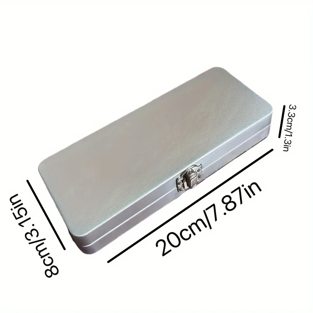 Universal Lockable Metal Storage Box for Craft & Sewing Supplies Durable Matte Rectangular Tin Organizer for Tools,Pencils