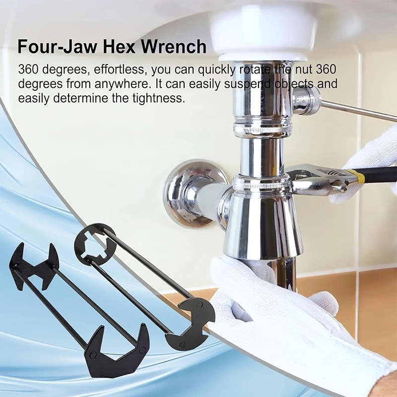 Sink Faucet Wrench Plumbing Repair Tool Handle Double Head Wrench Spanner Tool Installer Ratchet Wrench Set For Bathroom