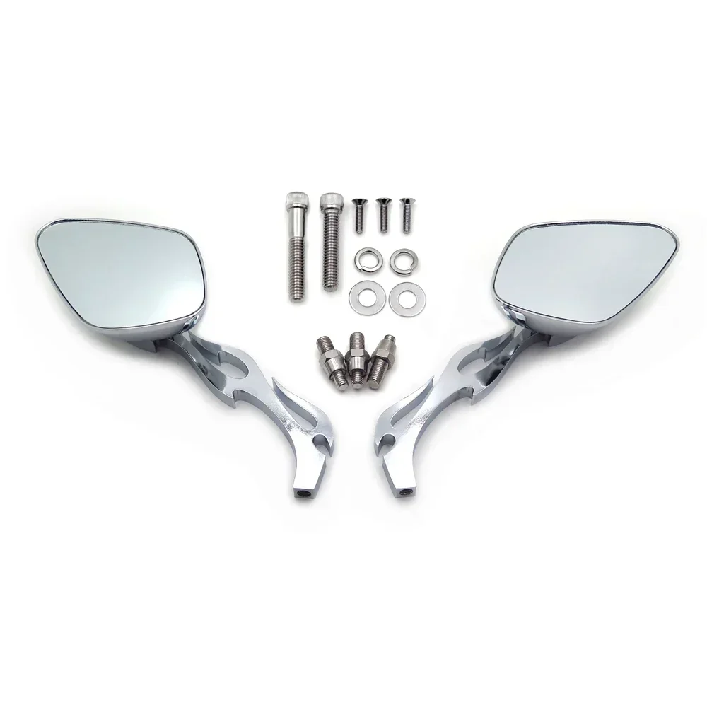 

Alloy Running Ctom Mirrors for Harley Davidson Softail FatBoy Flame Shape Chromed Motorcycle Parts