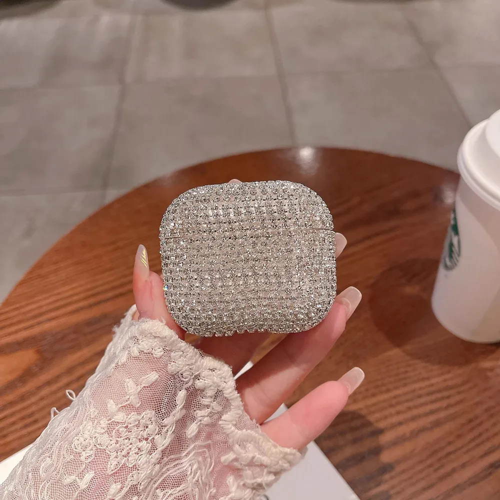 For Airpods Pro 2/Pro/4/3/2 Full Body Glitter Rhinestone Case Bling Diamond Protective Funda Airpods Pro3 Bluetooth Earphone Bag