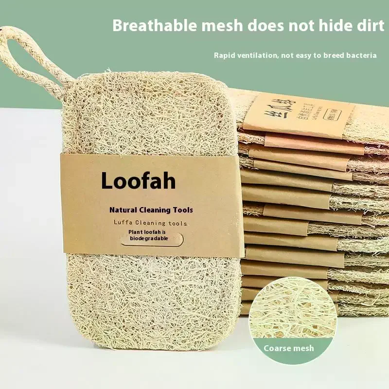 6pc Natural Luffa Dish Towel Washing Cloth Sponge Loofah Scrub Pad Dish Pot Oil Stain Removing Scrubber Kitchen Clean Brushes P