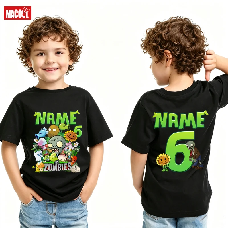 Kids Personalized Birthday T-Shirt Custom Name 5th 6th 7th 8th Customizable Boys Birthday Tee Jet Party Top for Children's Cloth