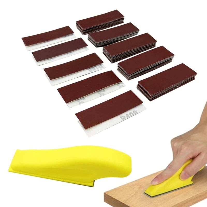 160Pcs Micro Sander Hook Backing Hand Sanding Block Grit Sandpaper for Wood Metal Glass Stone Polishing KXRE