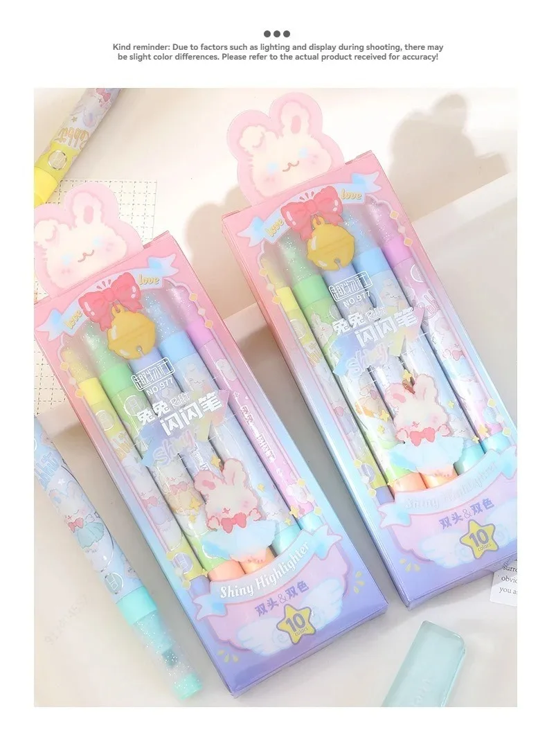 10 Farben ästhetische Stern Glitter Text marker glänzende Sammelalbum Gekritzel Stifte Notebook Highlight Marker Stift Kawaii Kinder Briefpapier – Detail 7