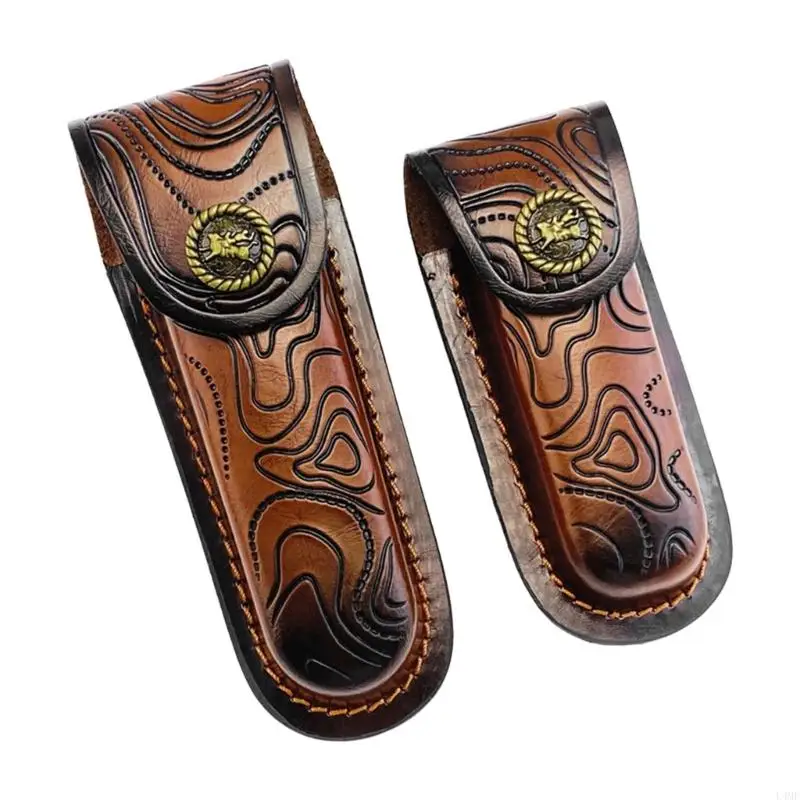 

Rugged Leather Folding Cutter Sheath Wear Resistant Belt Loop Protective Sleeve L4MF