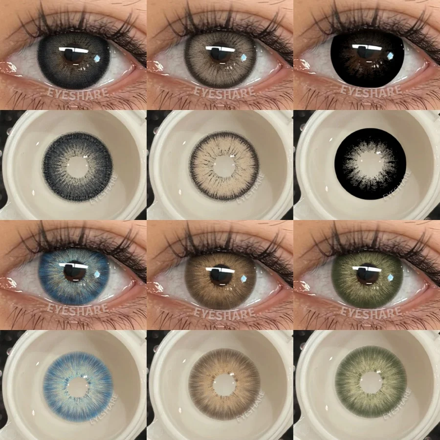 EYESHARE Farbige Kontaktlinsen für Augenfarbe, Natürliches Schwarz, Kosmetik-Linsen, Blaue Augenlinsen, Damen-Make-up, Braune Schönheits-Kontaktlinsen