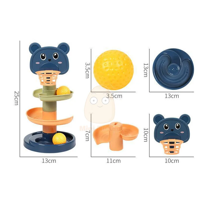 Baby Toys Rolling Ball Pile Tower Finger Skill Training Rotating Stacking Track Early Educational Toy For Infant 13 24 Months