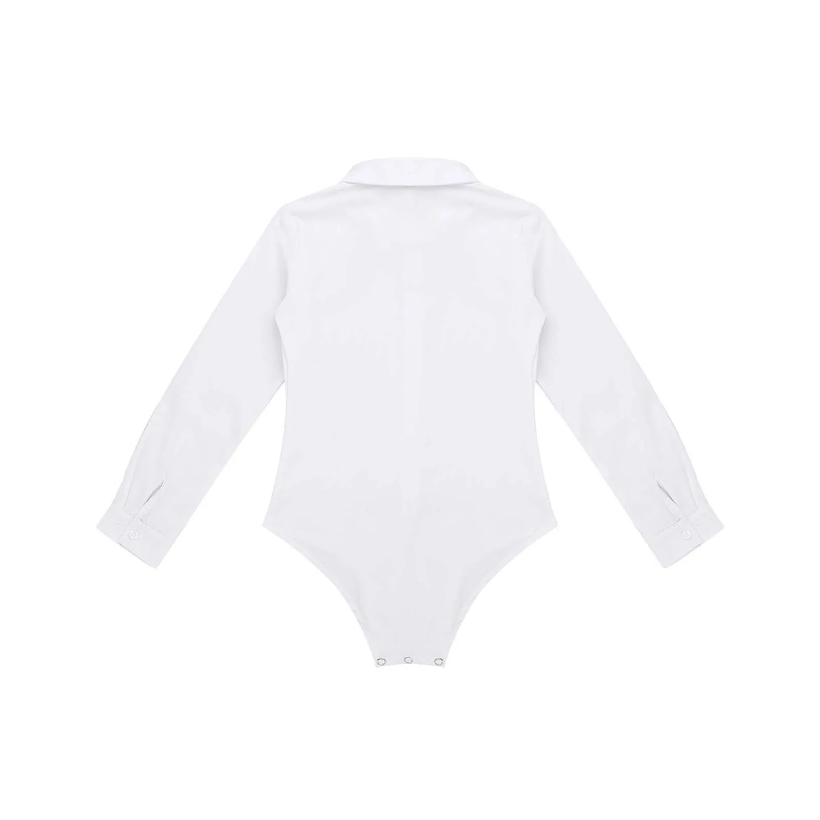 Kids Boys One-Piece Dance Costume Long Sleeve Lapel Romper Shirt Modern Latin Leotard Ballroom Bodysuit Performance Dance Wear