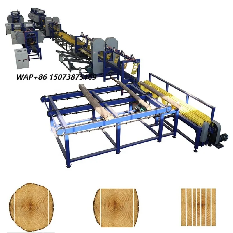 Forest Tree Processing Line Log Cutting Saw Vertical Type Twin Sawmill Machine