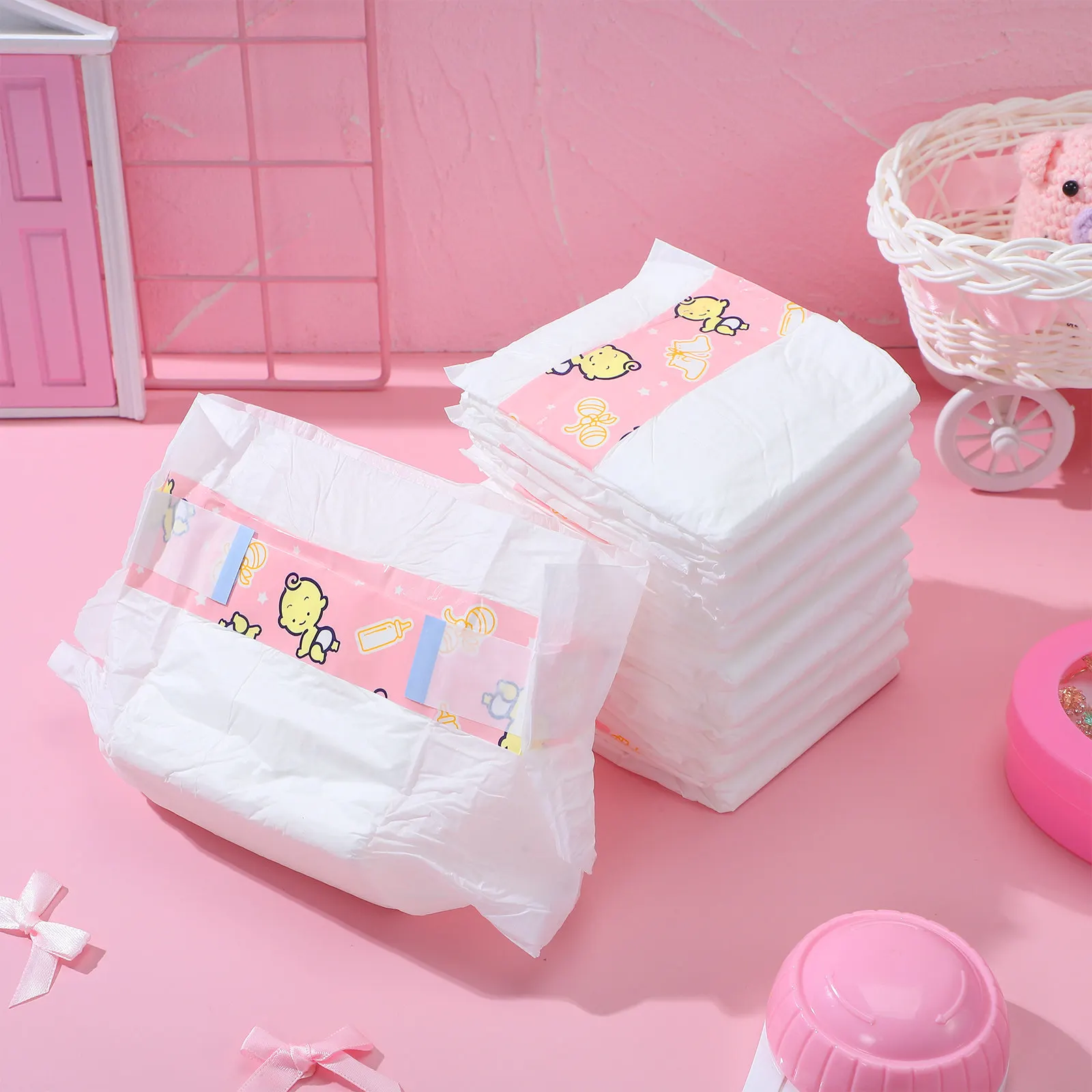 

10pcs Diapers Baby Nappies Dress Up Accessories Pretend Play Diapers For Kids Reborn Baby Decorative Nappies Play House