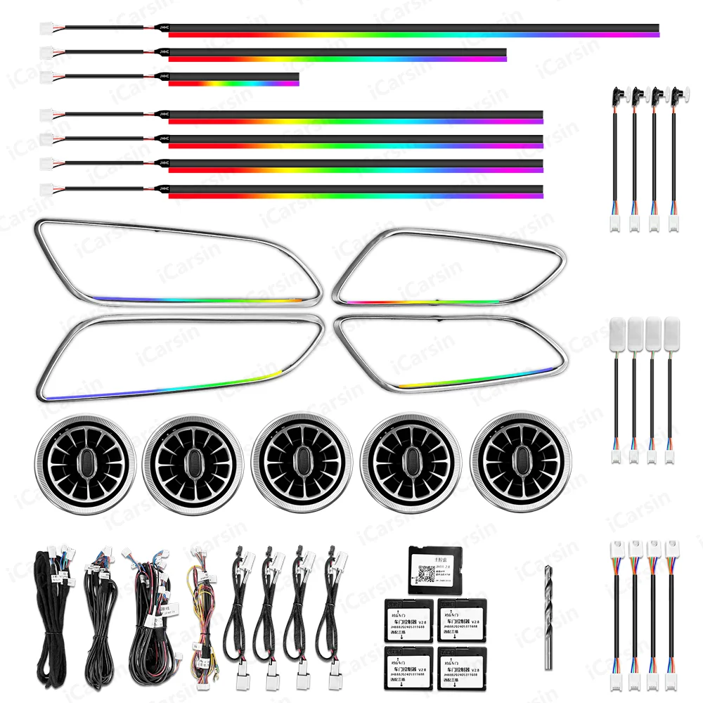 

For ICarsin Upgrade 64 Colors LED Car Interior Ambient Lighting For Mercedes Benz A-Class W176 B-Class W246 Accessories Decorati