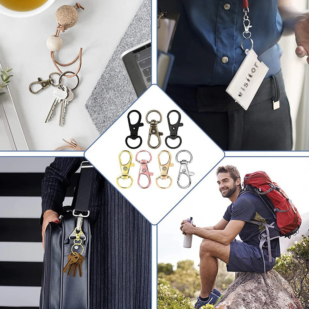 50/100 Stück Metall-Karabinerhaken-Set mit Schlüsselringen, Drehverschluss-Karabiner für DIY-Schmuckherstellung, Taschenzubehör, Schlüsselanhänger – Detail 8