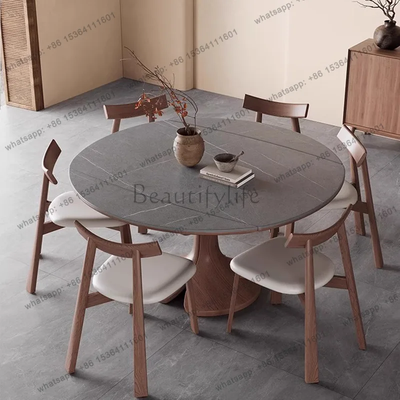 Medieval solid wood telescopic folding dining table variable round table French American round
