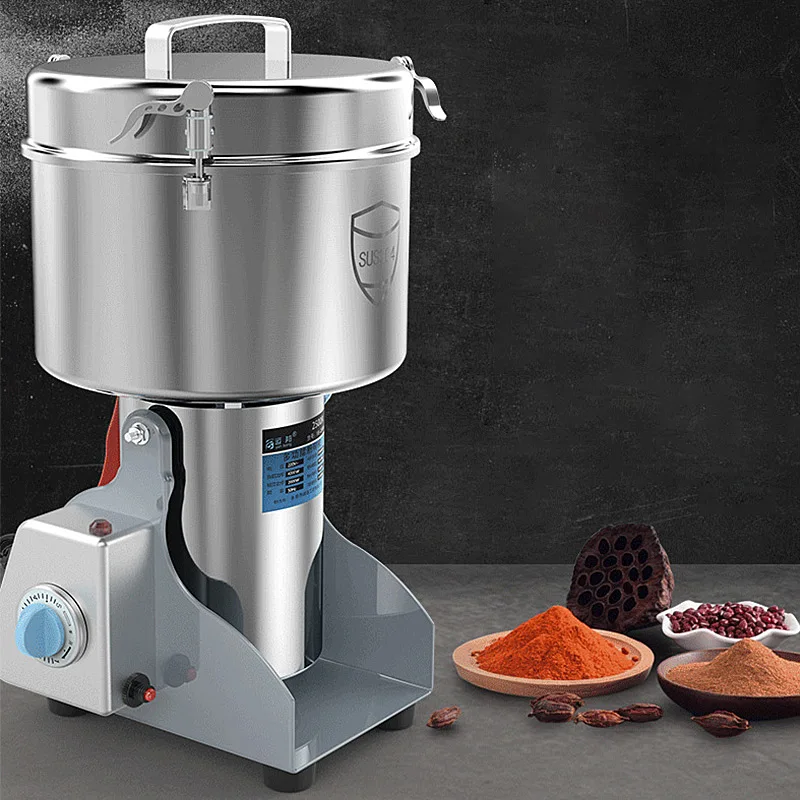Moinho de farinha elétrico 2500g 220v/110v pulverizador comercial de grãos de café de ervas máquina de moer aço inoxidável