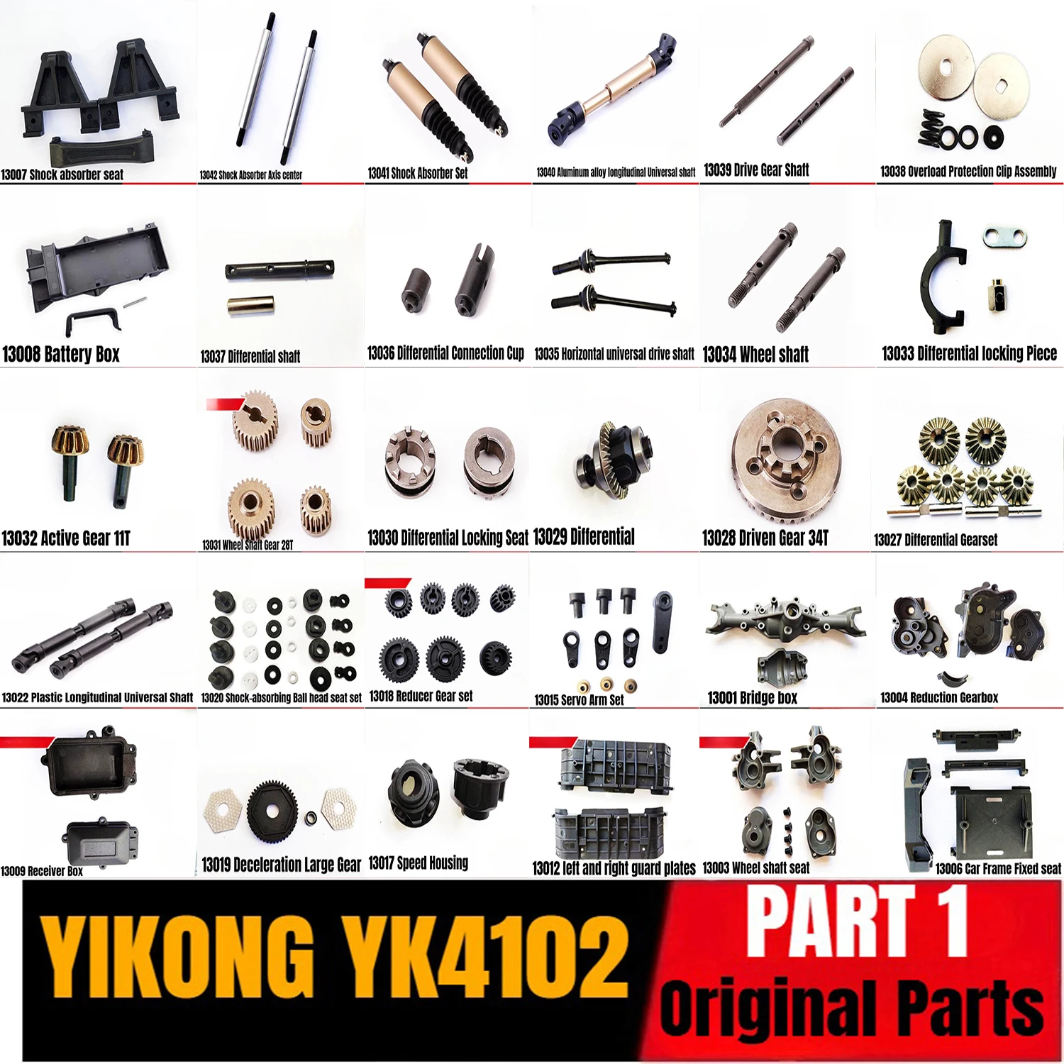 

YIKONG YK4102 1/10 RC Car Parts Shock Absorber Gear Differential Pull Rod Servo Arm Drive Shaft Full Original Accessories Part 1