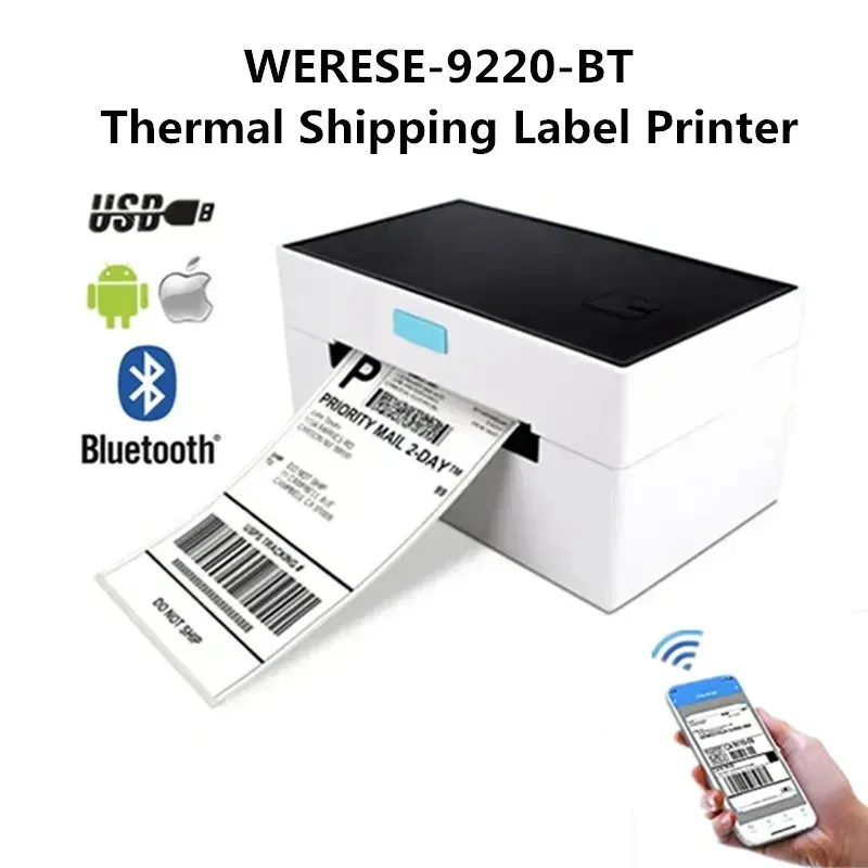 

Bluetooth USB Thermal Shipping Label Printer Wireless 4x6 Shipping Label Printer Compatible with Android&iphone&Windows&Mac OS