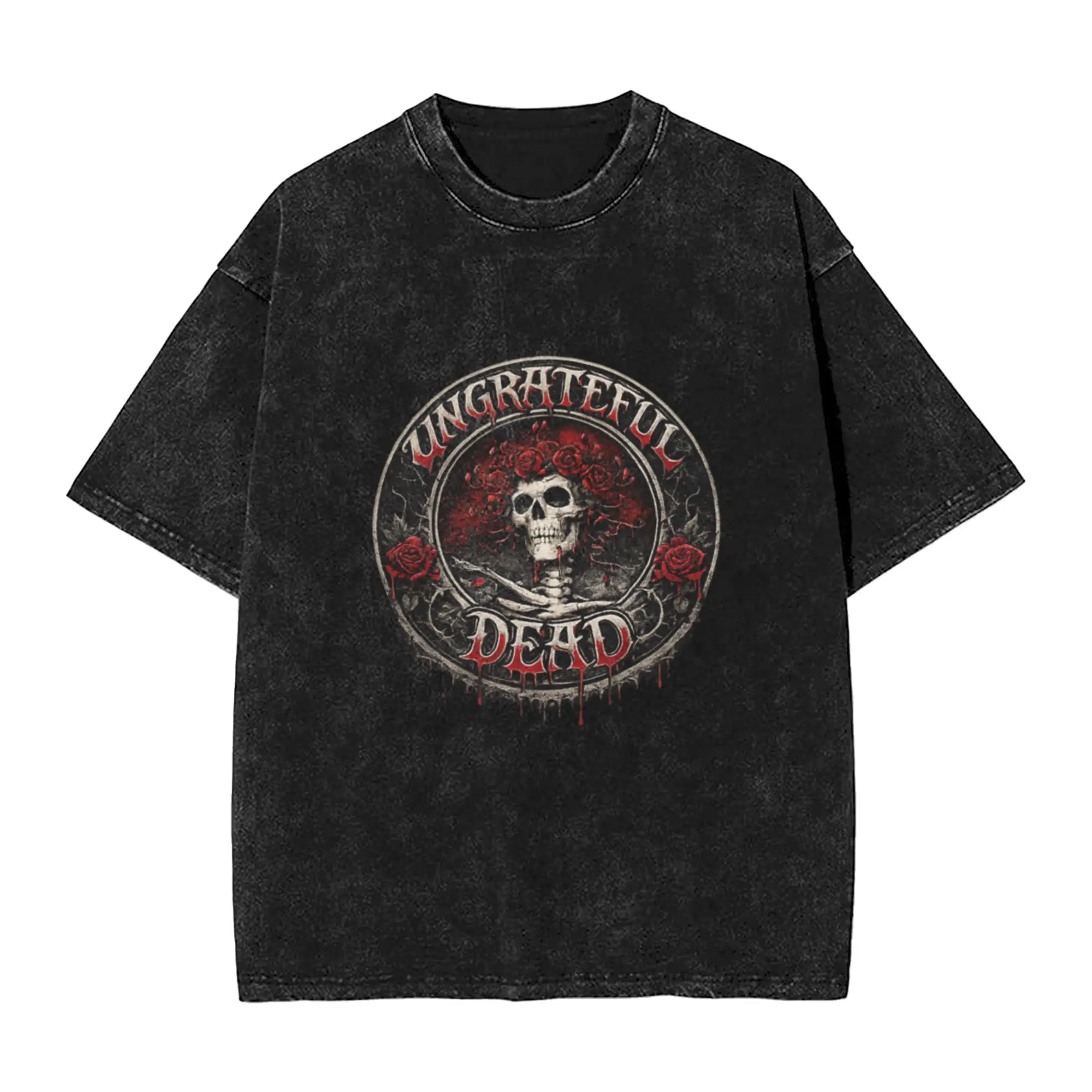 Ungrateful Dead Goth Vintage Skull Graphic Shirt for Dark Art Lovers A Washed T Shirt Men's Women's Oversized Cotton Tees Tops