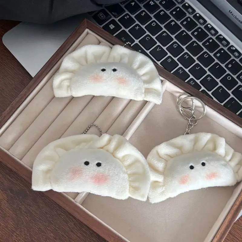 New Cute Plush Dumpling Pendant Keychain Soft Stuffed Keyrings For Boy Girl For Bag Decorations Plush Toys Student Accessories