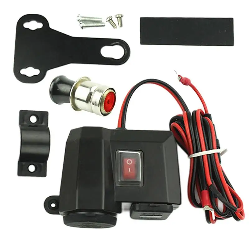 

Motorcycle Power Adapter Waterproof Motorcycle Handlebar USB Charger Power Supply Socket 3in1 Compact Adapter For Phones