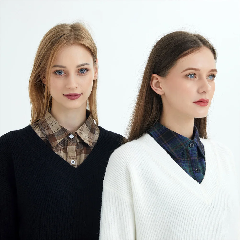 

Half Shirt Detachable Fake Collar Cotton Comfortable Washable Insert Faux Blouse Collar Lightweight for Coat Sweater Uniform