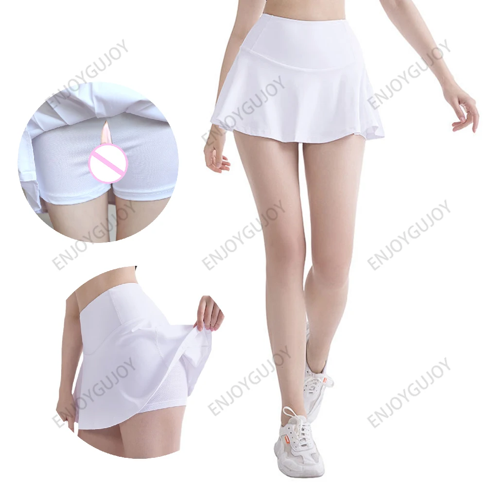 

Invisible Open Crotch Outdoor Sex Women's Skirts Yoga Sports Culotte Summer Running Fitness Tennis Skirt Erotic Clothing