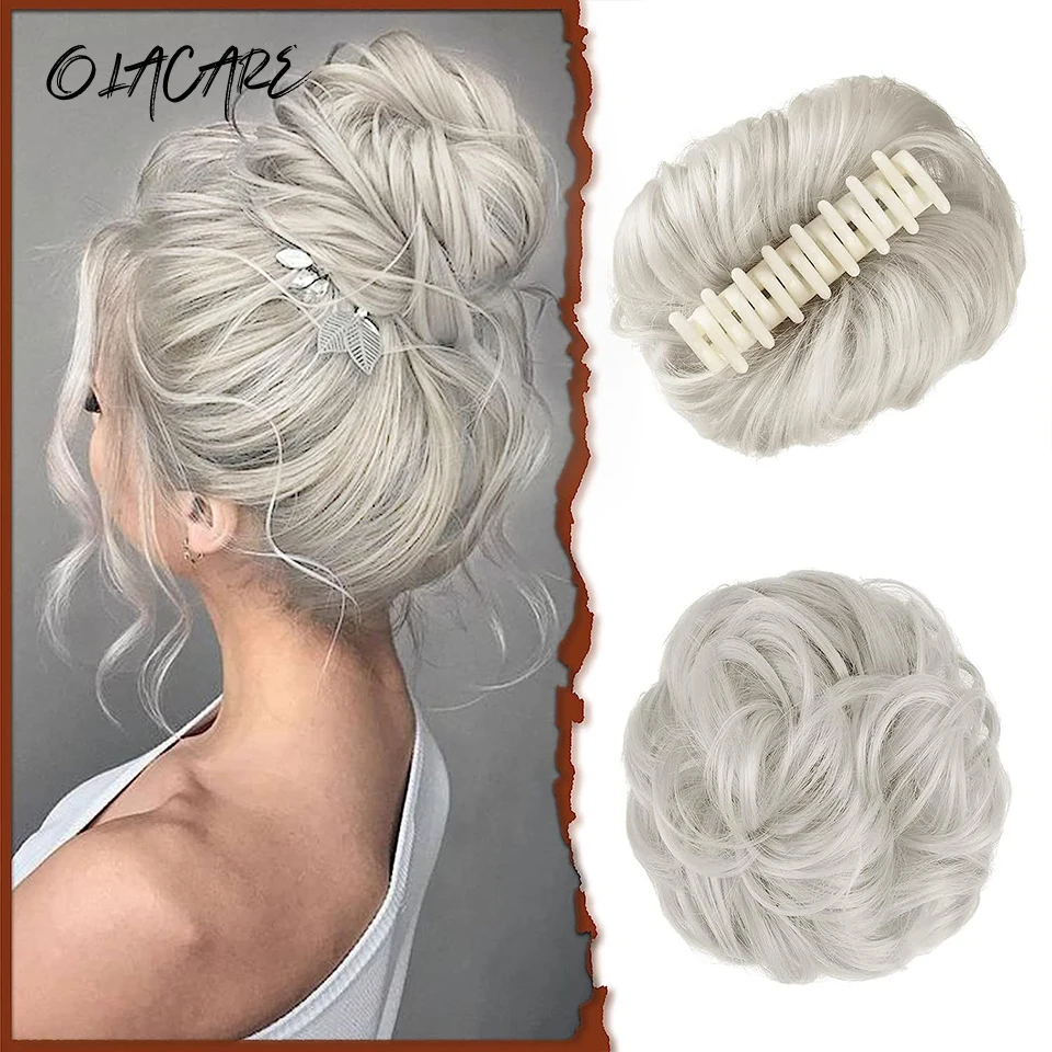 

Synthetic Chignon Messy Bun Claw Clip in Hair Piece Wavy Curly Hair Bun Ponytail Extensions Scrunchie Hairpieces for Women