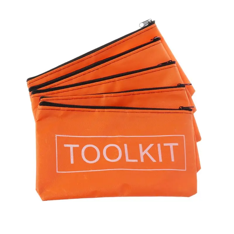 Bolsas de almacenamiento con cremallera, organizador de herramientas de tela Oxford impermeable, naranja, duradero, 19,5x100 cm/7,7x3,9 pulgadas, 5 unidades