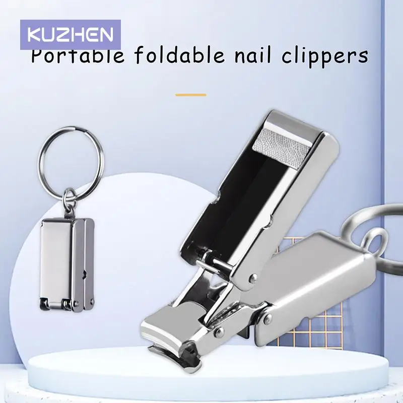 Ultra-Thin Nail Clippers with Keychain Portable Nail Clippers with Nail Files Stainless Steel Foldable Manicure Tools