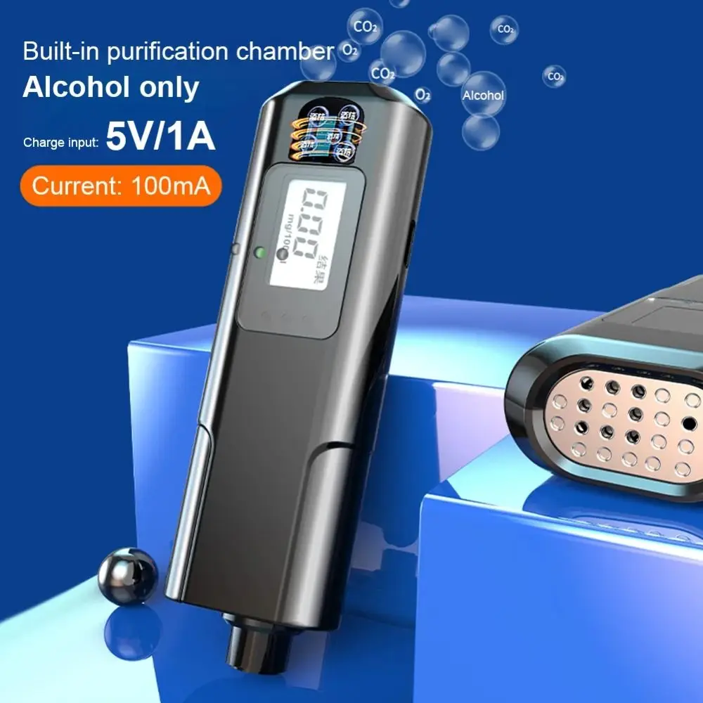 LED Digital Display Breathalyzer Analyzer Non-Touching Accuracy LED Screen Digital Breathalyzer Anti-slip Blowing