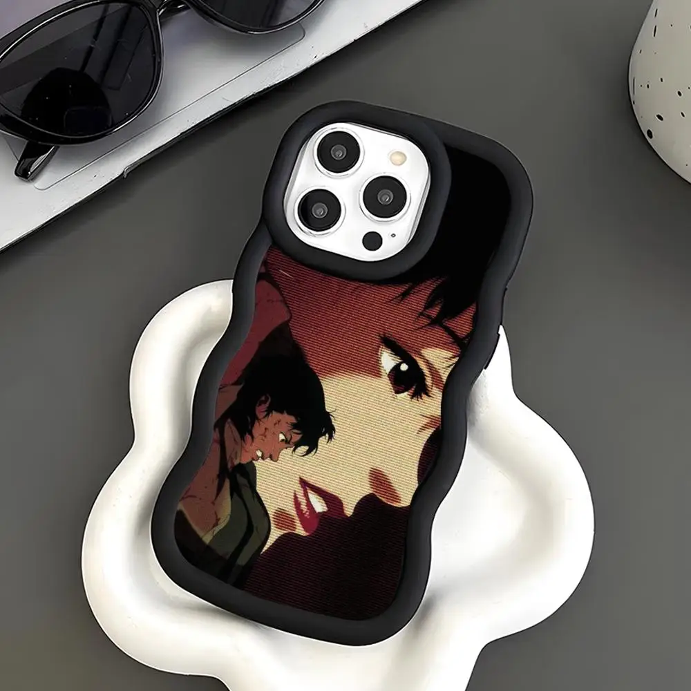 

Anime Perfect Blue Phone Case for iPhone 17 16 15 14 13 12 11 Air Pro Max Plus Black Soft TPU Wavy Edge Cover