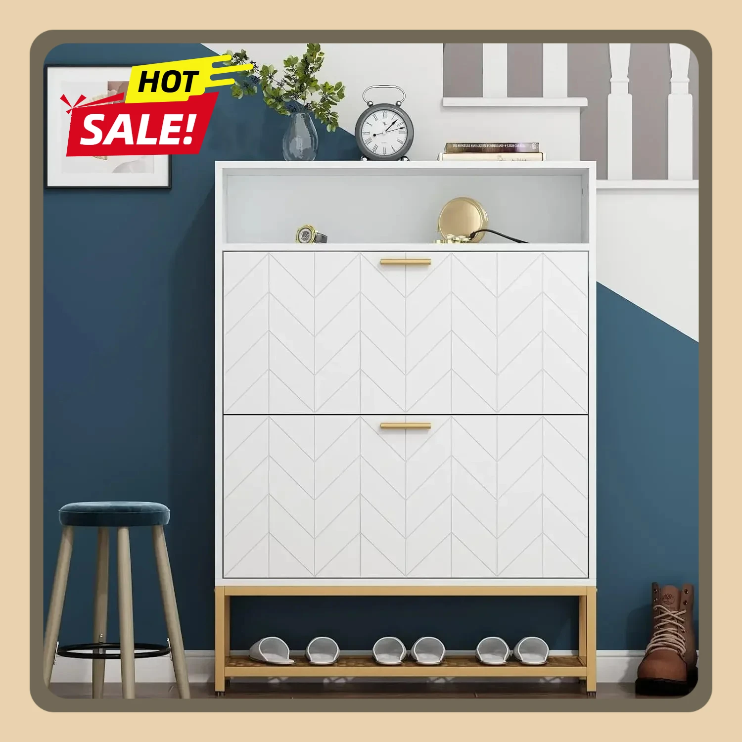 

Shoe Cabinet with 2 Flip Drawers, Entryway Narrow Shoe Storage with Storage Bucket Shoe Rack Organizer shoes cabinet