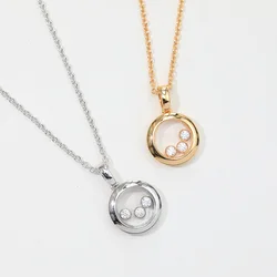 Sweet Romantic Simple Personality Round Glass Necklace Women's Brand Jewelry S925 Sterling Silver Shiny Exquisite Fairy Quality