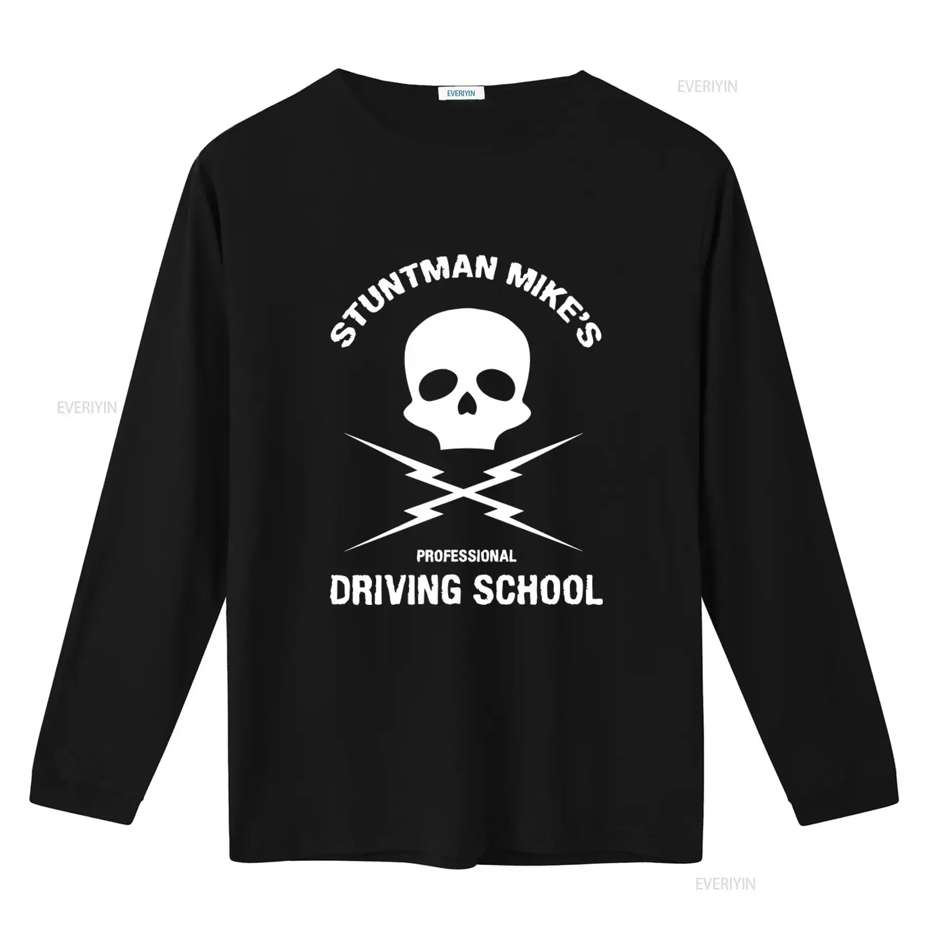 Stuntman Mike's Professional Driving School T Shirt Skull Lightning Design Death Proof Quentin Tarantino Movie Film vintage
