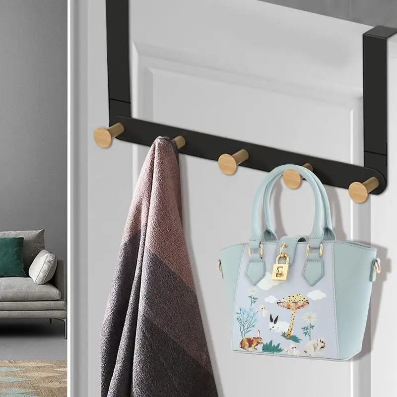 Over Door Hooks Door Hooks for Hang Clothes Invisible Long Hook Coat Bag Hat Robe Hanging Holder Door Coat Rack with 5 Tri Hook
