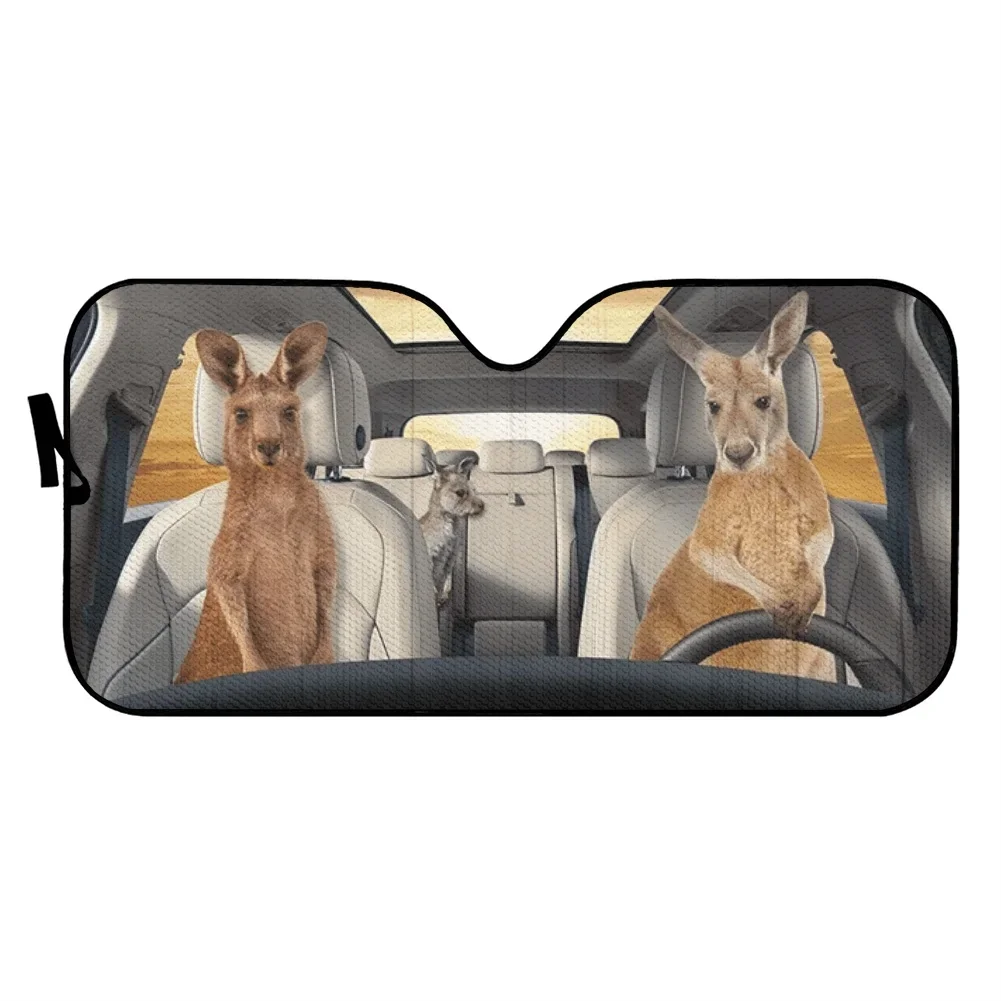 Australian Kangaroo Driver Stylish Design Sunshade for Car Windshield UV Protect Universal Car Windshield Covers Fit SUV Trucks