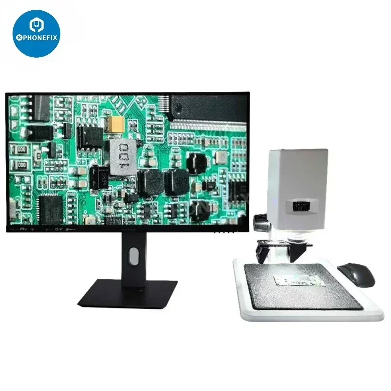 Dual 4K Video Optical System Panoramic Microscope Local Magnification Full View Images Simultaneous Display for Phone Repair