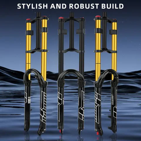 BOLANY Double Crown Bicycle Air Fork 27.5 29 inch MTB Air Suspension 9x100mm Quick Release Bike Fork for Mountain Bike