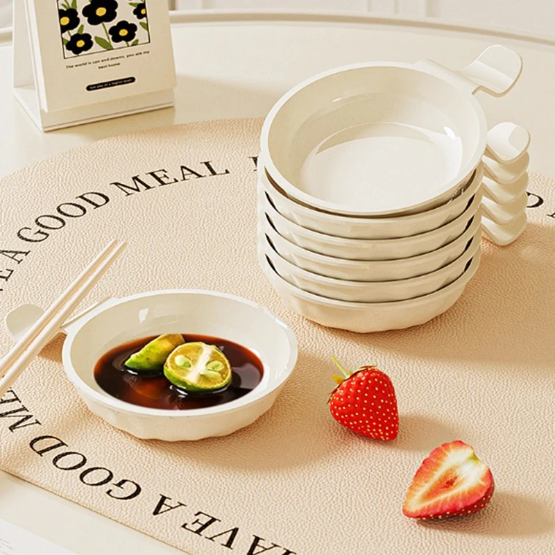 Seasoning Dish Household Kitchen Creative Plastic Round Salted Cabbage Dish Dipped Snack Dishes Seasoning Dish