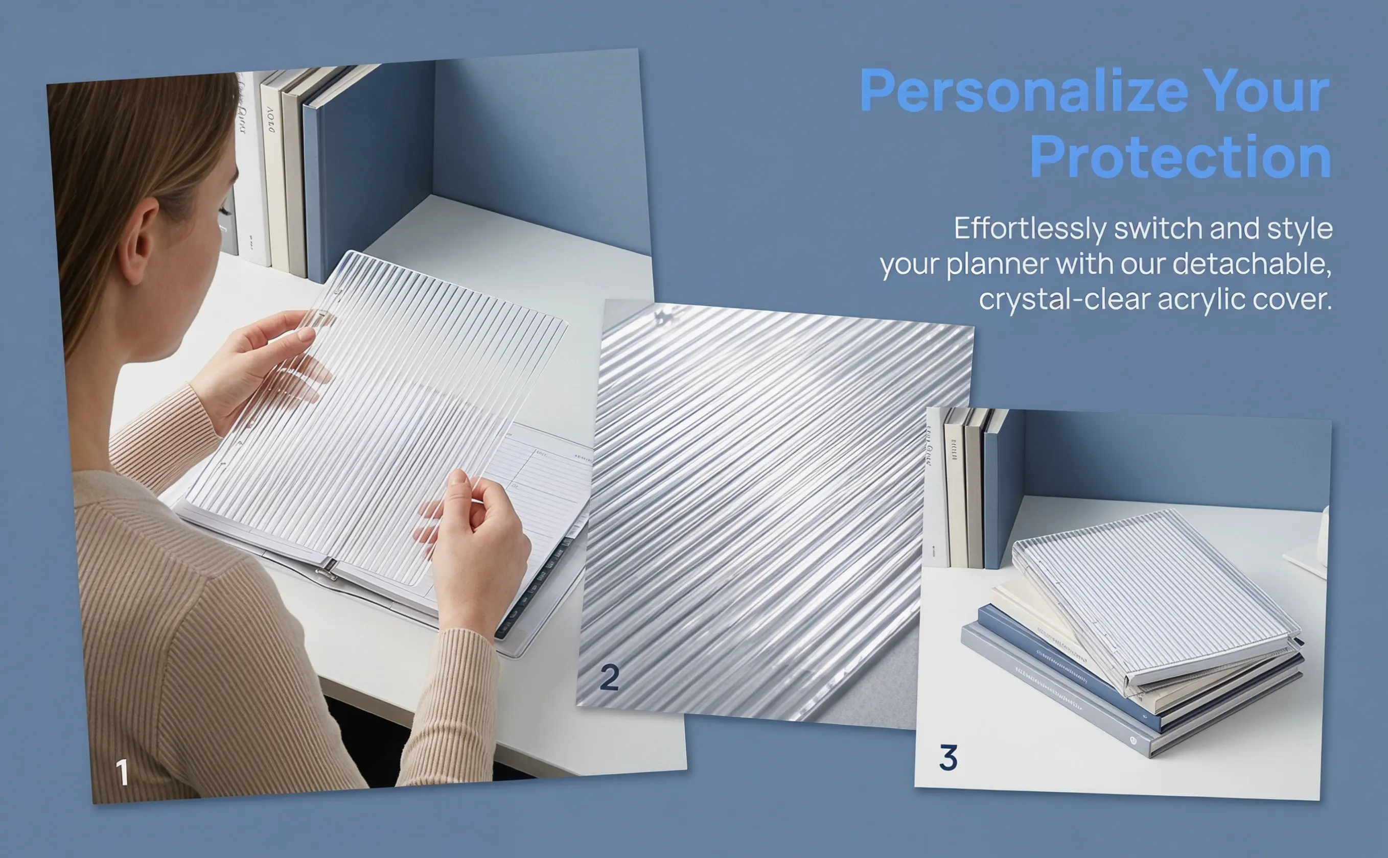 A5 Clear Acrylic Binder Cover 6-Ring Detachable Transparent Planner Journal Notebook Shell for Travel Financial School Budget