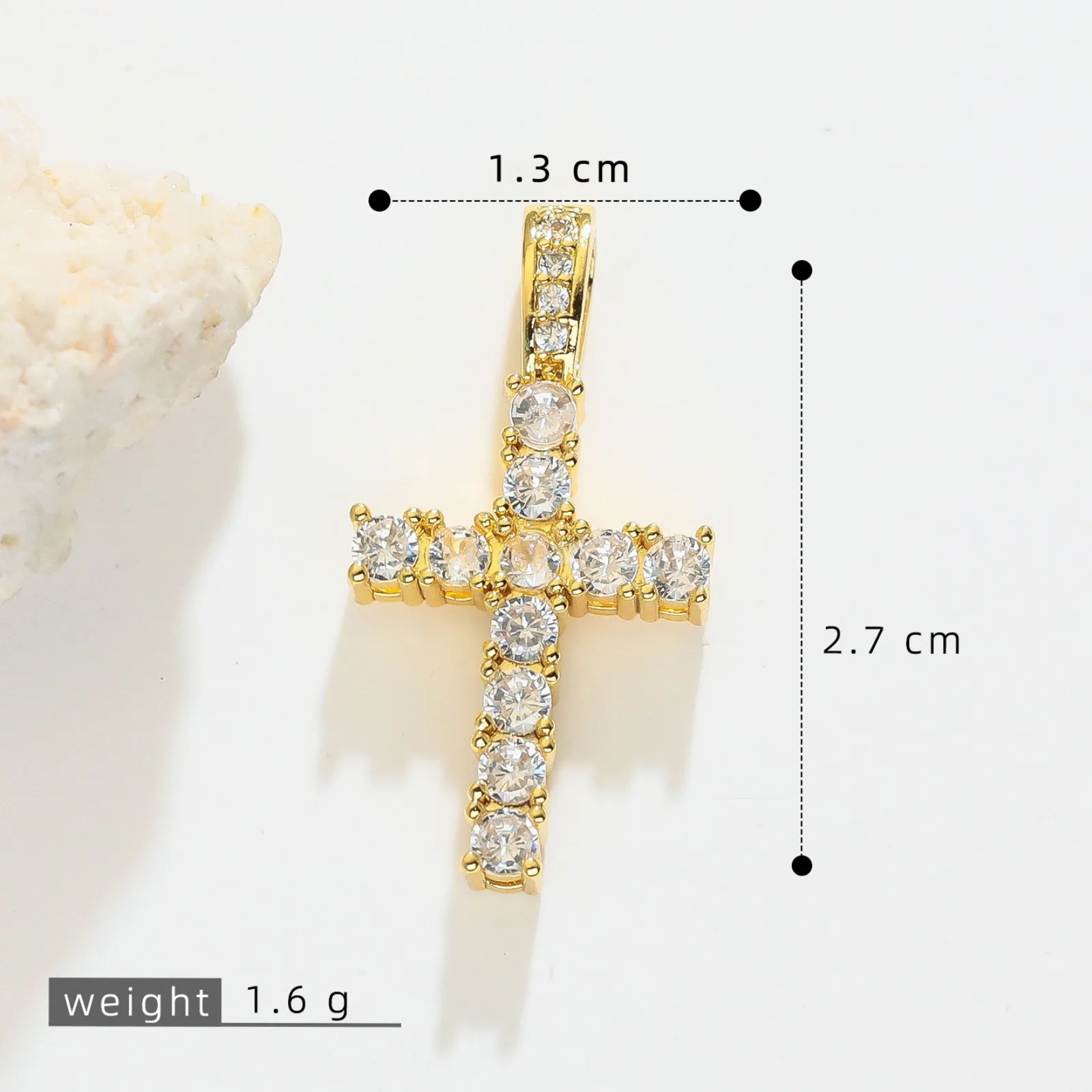 1 Stück Messing-Kreuzanhänger, 18K vergoldet, für DIY-Halsketten, Armbänder, Schmuckherstellung, Großhandel – Detail 5