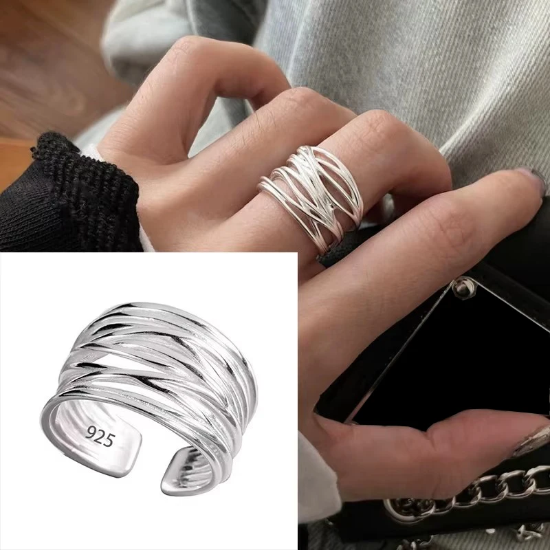 Women's 925 Sterling Silver Four-Pointed Star Zircon Ring