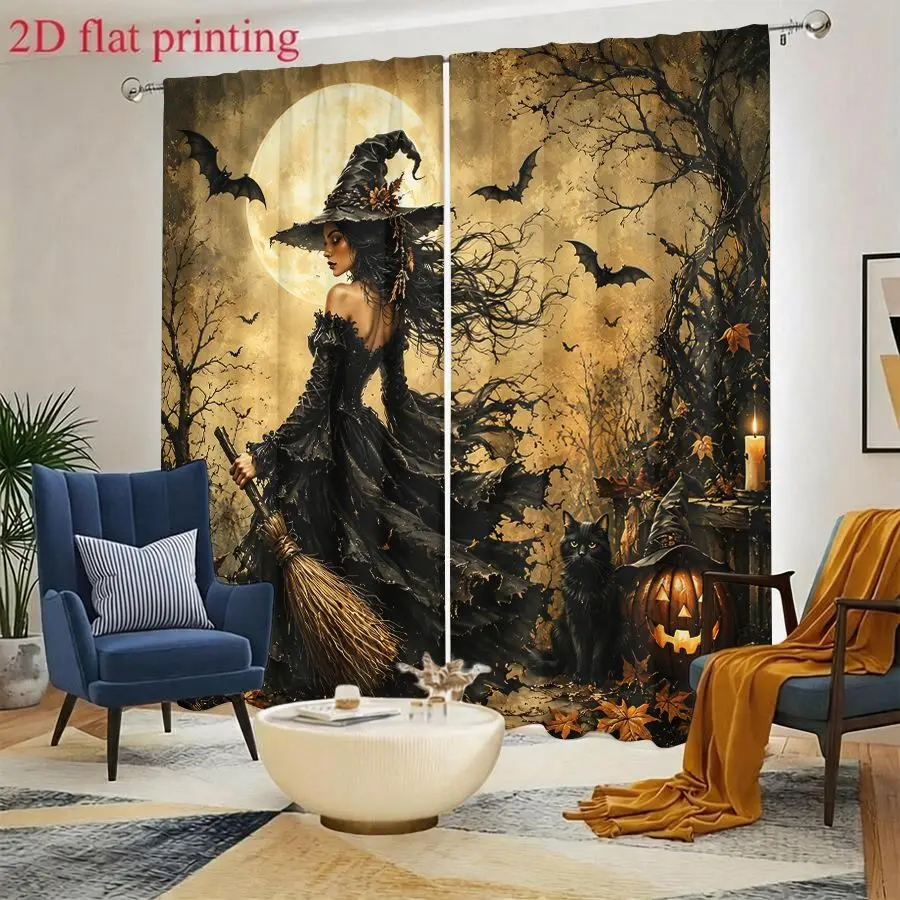 Spooky Halloween Witch Costume Curtain Backdrop for Party Decoration Haunted House Scene