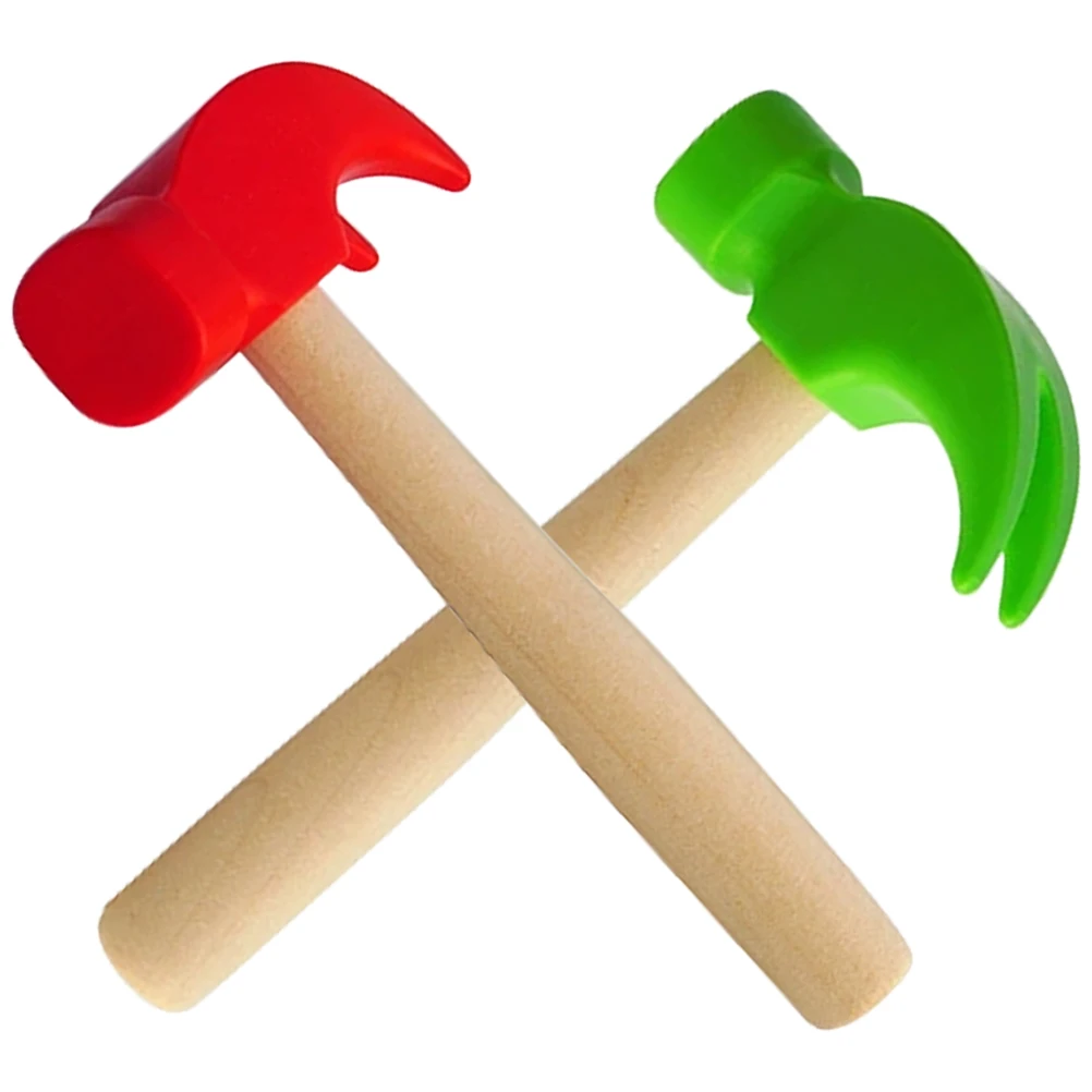 2Pcs Repair Tool Claw Hammer for Kids Premium Wood PP Material Small Hitting Mallet Pounding Game Pretend Play Activity