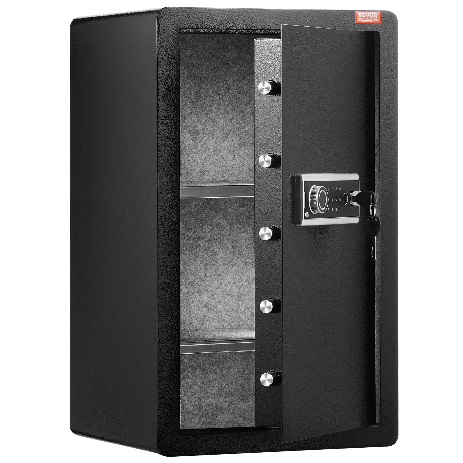 VEVOR Single Door 4.0 cu.ft Safe Box with Key Lock Password & Fingerprint Safe Lock Box with Fireproof Bag Key Rack & LED Light