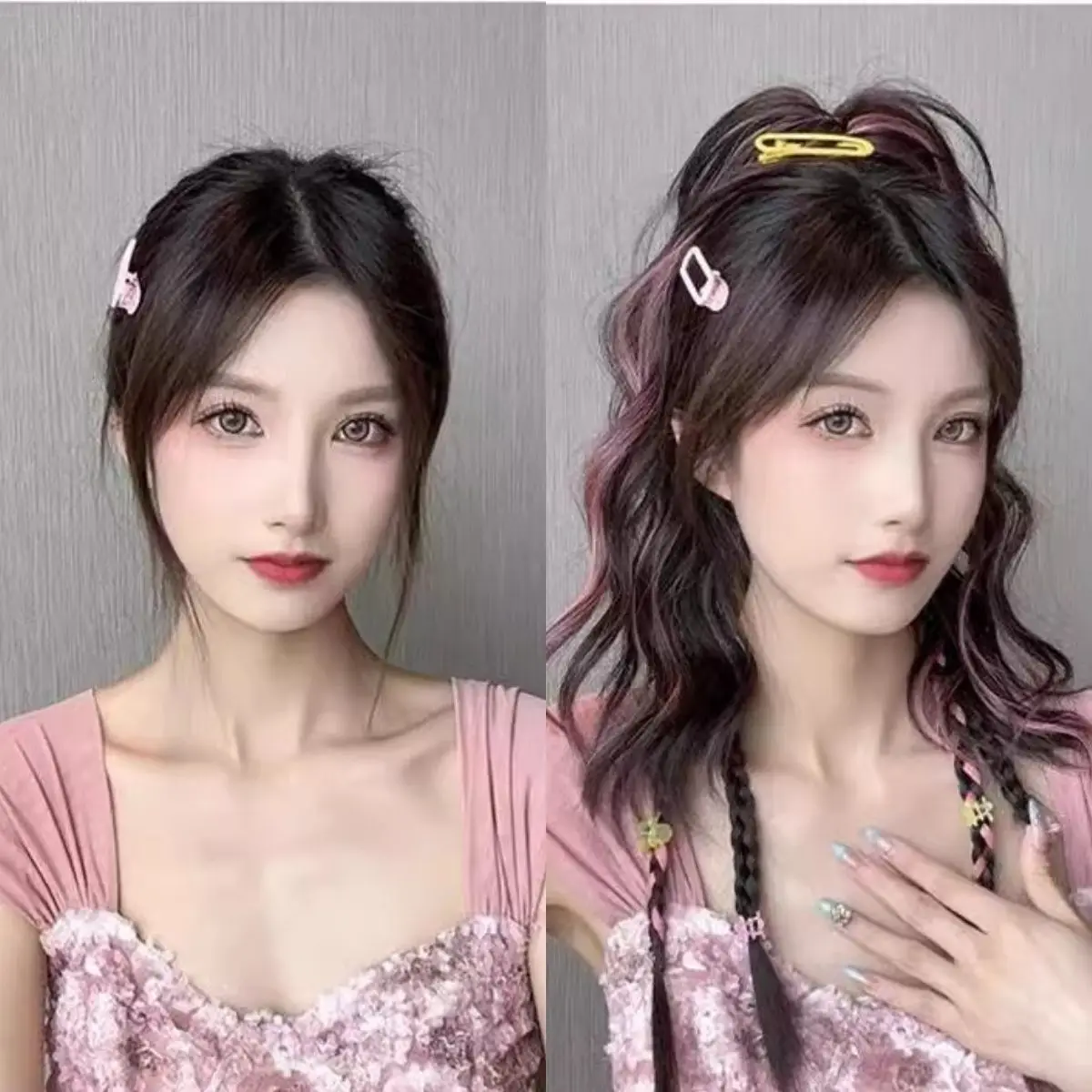 Multicolor Long Roll Wavy Claw Clip Synthetic Ponytail Wig Fashion Distinctive Wig Women's Ponytail Grab Clip