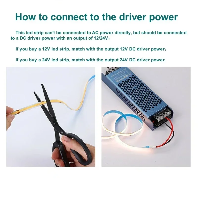 5M 12V COB LED Strip Light 320LEDs/M High Density Flexible Tape Ribbon Warm White Nature White for Kitchen Room Lamp Decoration