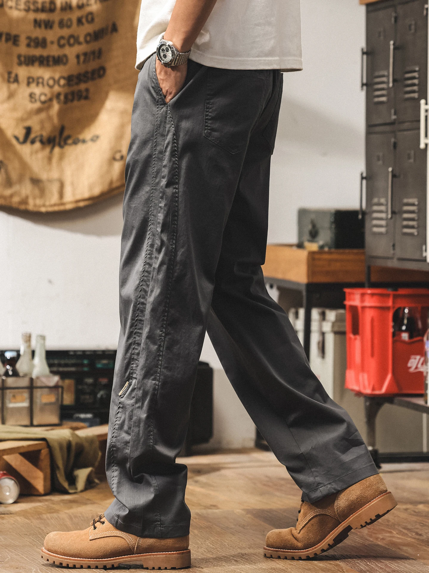 

Summer Thin Loose Men's Casual Pants ey Straight Leg American Retro Sle Faionable Brand Breathable Comfortable Cotton B...